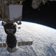The Soyuz MS-09 crew spacecraft docked to the ISS.